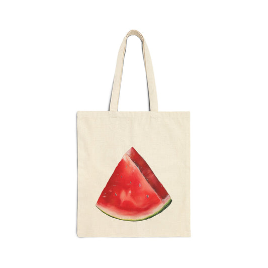Tote Bag — Watercolor Watermelon Slice Canvas Tote