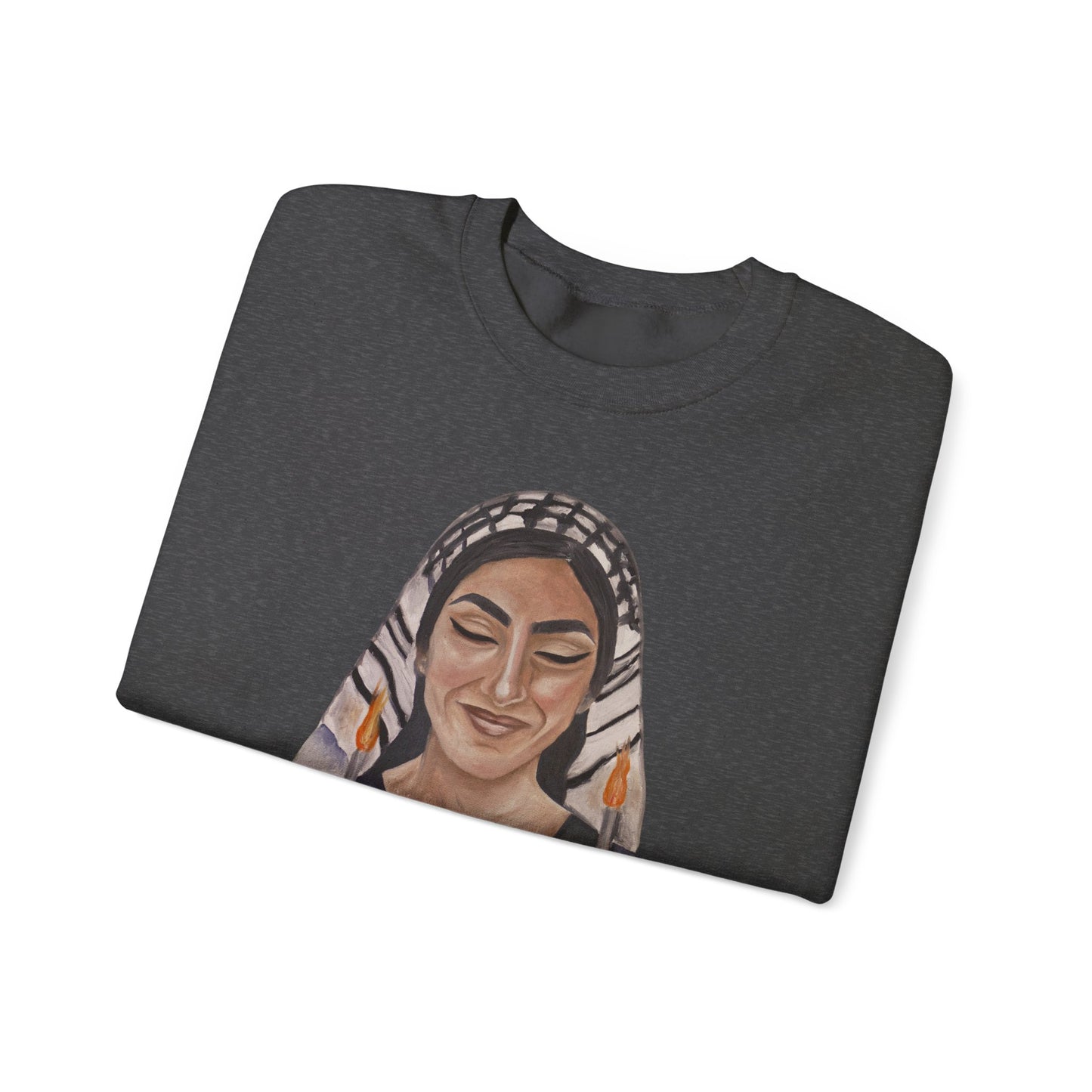 Crewneck Sweatshirt — Empowered Woman Art Print (middle fingers)